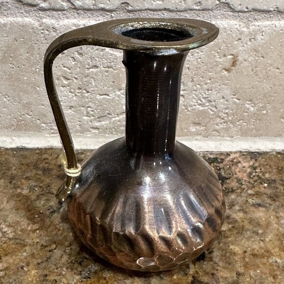 VTG Israel Ora Pitcher 3" Mini Copper Hammered Tax Stickers Attached New - Picture 3 of 6